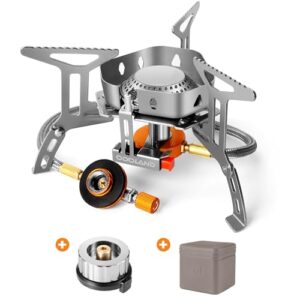 Ergonomischer Campingkocher mit Piezozünder und Flammenregler, ideal für Camping und Outdoor-Aktivitäten