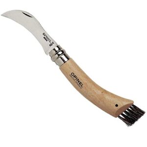 OPINEL Rostfreies Pilzmesser, hochwertiges Tool für die Natur, rostfreier Stahl, Holzgriff, sicherer Begleiter bei der Handhabung von Pilzen