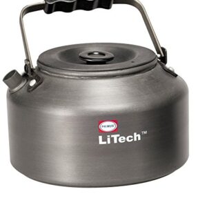 Primus Litech Kaffee oder Teekessel in grau, 1,5 Liter Fassungsvermögen. Hochwertiges Produkt mit gehärtetem Aluminium und praktischem Klappgriff.