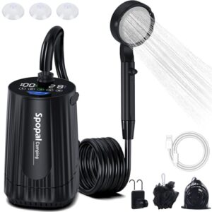 Spopal Campingdusche, Aktualisierte Version - 10000mAh Mobile Dusche mit Pumpe, tragbare Outdoor-Duschkopf und Schlauch für Camping, Garten, Autowaschen, Strand und Reisen