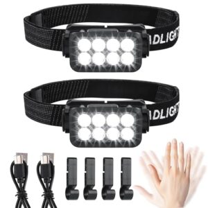 Stirnlampe mit 5 Lichtmodi, 2500 Lumen Helligkeit, wiederaufladbar und IPX6 Wasserdicht. Ideal für Outdoor-Aktivitäten wie Camping, Laufen oder Angeln.