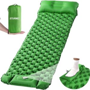 Perfekte Camping-Isomatte für 1 Person, selbstaufblasbar, ultraleicht, mit Kissen und eingebauter Fußpumpe, ideal für Outdoor-Aktivitäten wie Wandern, Touren und Reisen