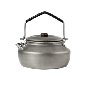 Edelstahl Camping Wasserkocher, 0.6L Kompakt Outdoor Teekocher, Ultraleichter Teekanne für Indoor, Outdoor, Camping, Wandern, Picknick - Retro Silber