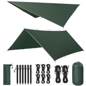 VOSOIR Tarp 3x4M, Wasserdichter Camping-Zeltplan, Ultraleicht, Leicht Kompakt, Anti-UV Schnee Regen Schutz für Hängematte Camping Picknick Wandern