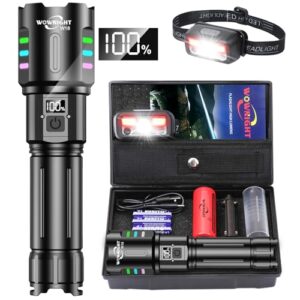 Taschenlampe mit LED-Aufladfunktion, extrem hohe Helligkeit von 1.000.000 Lumen, ideal für Outdoor-Notfälle und Camping