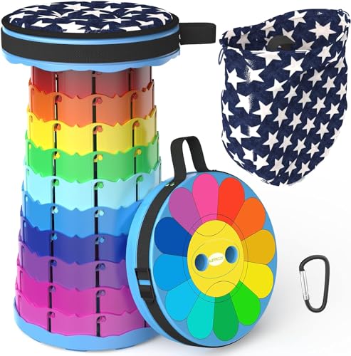 Unser Produkt - Der perfekte Hocker für alle Anlässe, ALEVMOOM Klapphocker, Teleskophocker mit Kissen Karabiner und Tragetasche, Einfach und Tragbar, Camping-Hocker, für Grill, Angeln, Wandern, Garten, Maximale Tragfähigkeit von 200kg