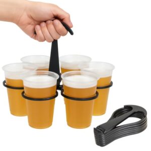 Becherträger für Bier, Softdrinks & Kaffee, Getränkehalter klappbar und faltbarer Becher Halter in Schwarz für Festivals, Konzerte, Urlaub & Outdoor