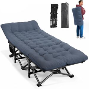 Praktisches Campingbett mit Seitentasche, tragbares Feldbett für Outdoor-Aktivitäten wie Camping, Reisen oder Gartenpartys