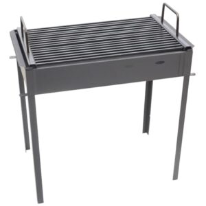 Portabler Camping-Grill mit Holzpflocken und Drahtrahmen, perfekt für Camping und Outdoor-Ereignisse