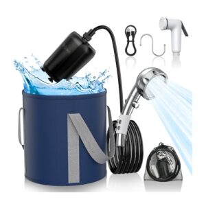Tragbare Campingdusche mit 9000mAh Wiederaufladbare Duschpumpe und Digitalanzeige fürs Camping, Wandern, Autowaschen und Haustierbad