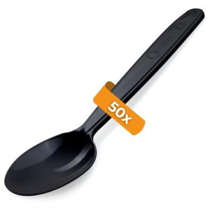 Wiederverwendbares Plastikbesteck schwarz für Camping und Reisen - robust, langlebig, dekorativ und hygienisch