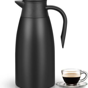 Wylnsie 2 Liter Edelstahl Isolierkanne, doppelwandige Vakuum Tee- und Kaffeekanne mit Hitze- und Kälteisolierung für Zuhause, Büro oder Outdoor