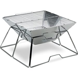 Tragbarer Holzkohlegrill, Klappgrill aus Edelstahl für Camping, Garten, Party und BBQ mit modernem Design und kompakter Bauweise