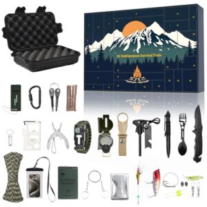 Survival-Kits für Männer mit 24 verschiedenen Gadgeteinsätzen und Notfallsitzungen, ideal für Camping, Angeln und Outdoor-Aktivitäten.