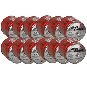 Vollausstattung für Ihren Camping-Kocher: 12 Gaskartuschen mit Propan-Butan für Gaskocher, Campingkocher und Bunsenbrenner EN417 Gas Block System