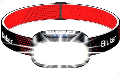 Stirnlampe mit 12 Lichtmodi, Rotlicht und Sensor für Camping, Laufen und Outdoor-Aktivitäten. Wiederaufladbare Stirnlampe mit zwei Farbtemperaturen und 2000 Lumen Helligkeit.