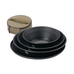 Campinggeschirr-Set aus Edelstahl 304 mit schwarzer Behandlungsplatte, ideal für draußtige Abenteuer