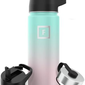 Edelstahl Trinkflasche mit Strohhalm - 650/950/1200/1800 ml - Kohlensäure geeignet, auslauf sicher, doppelwandig isoliert, thermosflasche BPA-frei für Wasserflasche Sport Gym Fitness Reisen Kinder