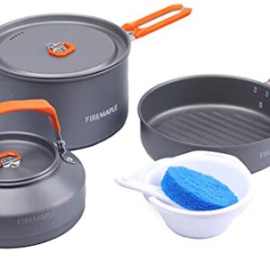 Das Fire-Maple Feast 2 Camping-Kochgeschirr-Set Outdoor-Kochset mit Topf, Wasserkocher, Pfanne, Schalen und Spatel für 1 bis 3 Personen beim Backpacking, Trekking, Wandern, Angeln und Picknick