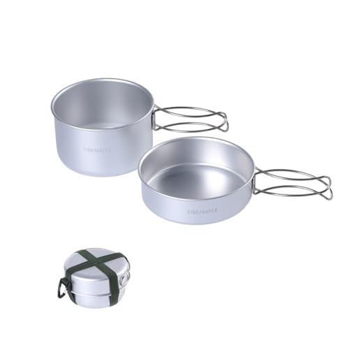Ultraleichtes Camping Kochgeschirr Set aus Aluminium, kompaktes Topf und Pfanne für Wandern und Trekking, Gaskocher kompatibel und stapelbar