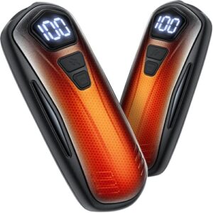 Handwarmer Elektrisch 2er Set, Taschenwärmer Wiederverwendbar mit 6000mAh, 5 Stufen Heizung, Tragbarer USB Handwärmer Aufladbar für Frauen und Männer (Schwarz)