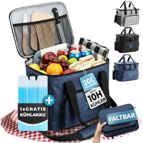 Kühltasche mit Kühl-Akku, faltbar und isoliertes Design für Strand, Arbeit oder Auto