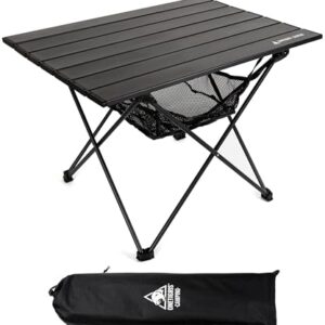 Faltbarer Campingtisch mit Aluminiumkonstruktion, leicht und stabil, ideal für Outdoor-Aktivitäten wie Wandern und Solo-Camping, Tragfähigkeit bis zu 30 kg.