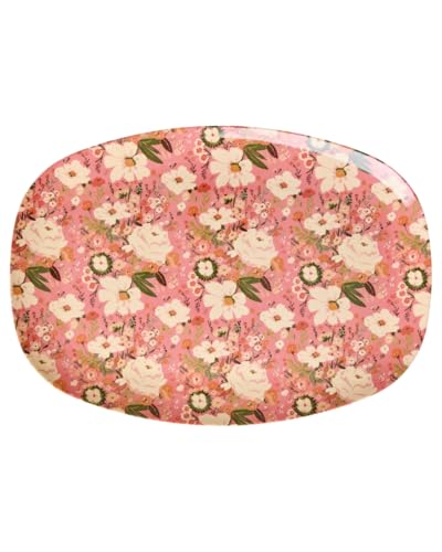 Praktisches und robustes Melamin-Tablett für Zuhause, Picknicks oder Gartenfeste, farbenfröhliches Blumenmuster, 100% hochwertiges Melamin, bruchfest und farbecht, BPA-frei, lebensmittelakt und spülmaschinengeeignet