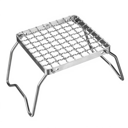 Kompakter und portable Campinggrill aus Edelstahl mit Grillrost für Grillabende, Picknicks und Partys im Freien