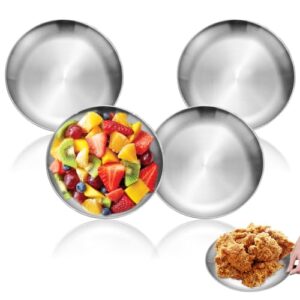 Edelstahl Teller 4er Set - 20cm Camping Teller aus 304 Edelstahl, spülmaschinenfest und rostfrei für Picknick, Grillen & Outdoor