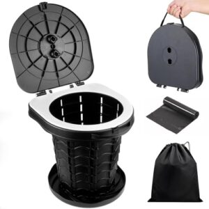 Portable Campingtoilette mit 10 Stück Toilettenbeutel, leicht und robust für Camping, Wandern, Angeln und Reisen