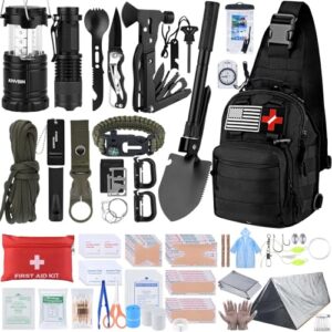 Taktische Überlebensausrüstung für Erdbeben und Outdoor-Abenteuer - Notfallset mit 250 PCS Überlebenswerkzeug Set, Trauma-Tasche und Geschenkidee für Männer zum Vatertag