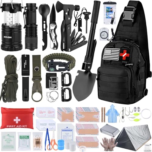 Taktische Überlebensausrüstung für Erdbeben und Outdoor-Abenteuer - Notfallset mit 250 PCS Überlebenswerkzeug Set, Trauma-Tasche und Geschenkidee für Männer zum Vatertag