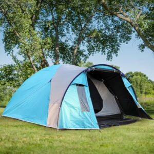 BluWood Camping Zelt 3-4 Personen, Wasserdicht, Winddicht, Leichtes Stabil Ultraleiches Kuppelzelt für Familien und Outdoor-Aktivitäten wie Trekking und Camping, Blau