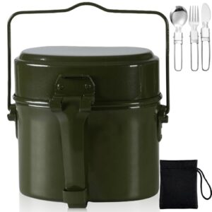 Bundeswehr-Essgeschirr, hochwertiges Camping-Kochgeschirr aus Aluminium mit Klappgriffen für 1-2 Personen geeignet