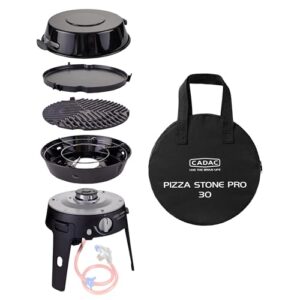 Tragbarer Grill mit GreenGrill-Keramikbeschichtung und Pizzastein für Campingplatz BBQ Zubehör - 50mBar - 32 x 39cm