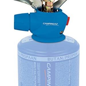 Campingaz Twister Plus PZ: Hochwertiger Grill für den Freizeitgebrauch, mit drei zusammenklappbaren Topflappen und integrierter Windschutzscheibe.