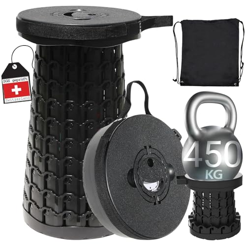 Tragbarer Mini Teleskop-Klapphocker für Camping, Angeln, Wandern und Grillen, 450 kg belastbar, lightweight folding stool
