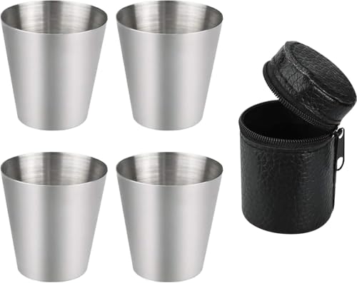 Edelstahl Schnapsbecher, Flachmann Becher, stapelbare Becher für Outdoor-Aktivitäten und Reisen
