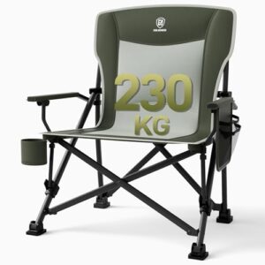 Campingstuhl EVER ADVANCED, faltbar und belastbar bis 230 kg, mit XL-Sitz und Lendenwirbelstütze, ideal für Camping und Outdoor-Aktivitäten