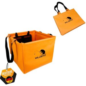 CAMPERZ WILDERZ Faltschüssel für Angelssport - 20 Liter, umweltfreundlich und langlebig aus Planen Gewebe. Platzsparende Spülschüssel zum Angeln in orange.
