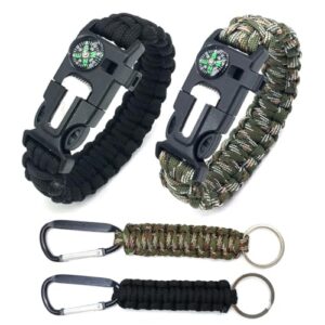 Multifunktionales Survival Armband mit Pfeife, Feuerstein und Kompass für Outdoor-Aktivitäten