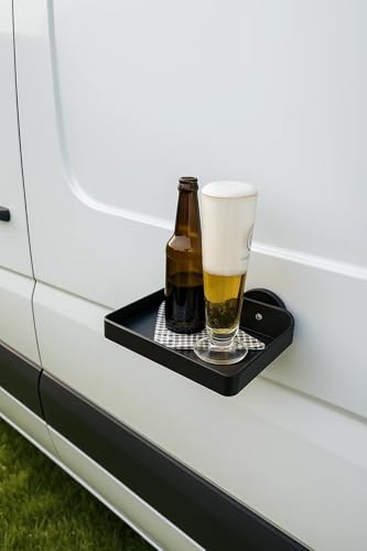 Ergonomische Camping-Lösung mit magnetischem Tisch für Abenteurer, praktisch und flexibel, kompakt dimensioniert, stabile Basis für Essen oder Lesen, Anleitung für sicheres Aufstellen.