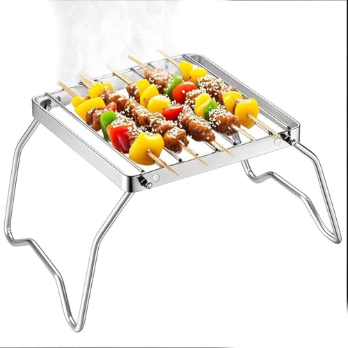 Klappbarer Grillrost aus Edelstahl für Camping, Wandern und Picknick - leicht zusammenklappbar und tragbar