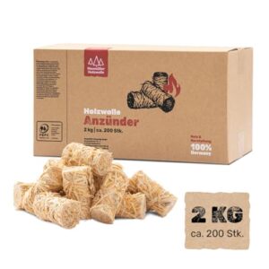Heumüller Holzwolle-Anzünder, 2 kg Holzwolle für Kamin und Grill, lange Brenndauer und geruchsneutral, ideal für Haus und Garten