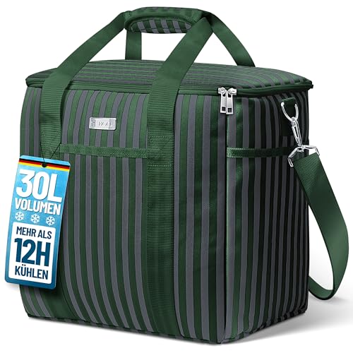 Große, faltbare Kühltasche mit Isolierung für Auto und Einkauf - wasserdicht und auslaufsicher - Picknicktasche für Lunch und Getränke