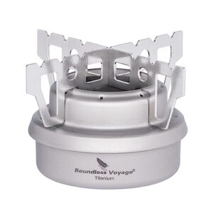 Ergonomischer Alkoholkocher für Outdoor-Aktivitäten, Camping, Wandern und Picknicks mit halterung und Sack.