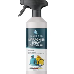 KLARBERG Textil Imprägnierspray, atmungsaktive Imprägnierung für Funktionstextilien und synthetische Stoffe, effektiver Schutz vor Regen, Schmutz und Flecken