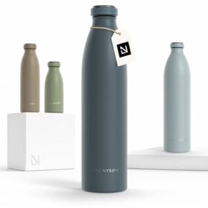 Edelstahl Trinkflasche 1000ml von LARS NYSØM, Thermosflasche für Wasser oder Getränke, wiederverwendbar und auslaufsicher