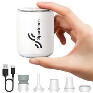 Luftpumpe Elektrisch - Sportneer Mini Elektrische Luftpumpe mit 1600mAh Akku, tragbare Luftkompressionseinheit für Camping und Outdoor